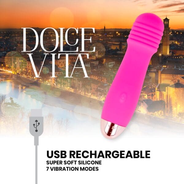 DOLCE VITA - RECHARGEABLE VIBRATOR THREE PINK 7 SPEEDS 4